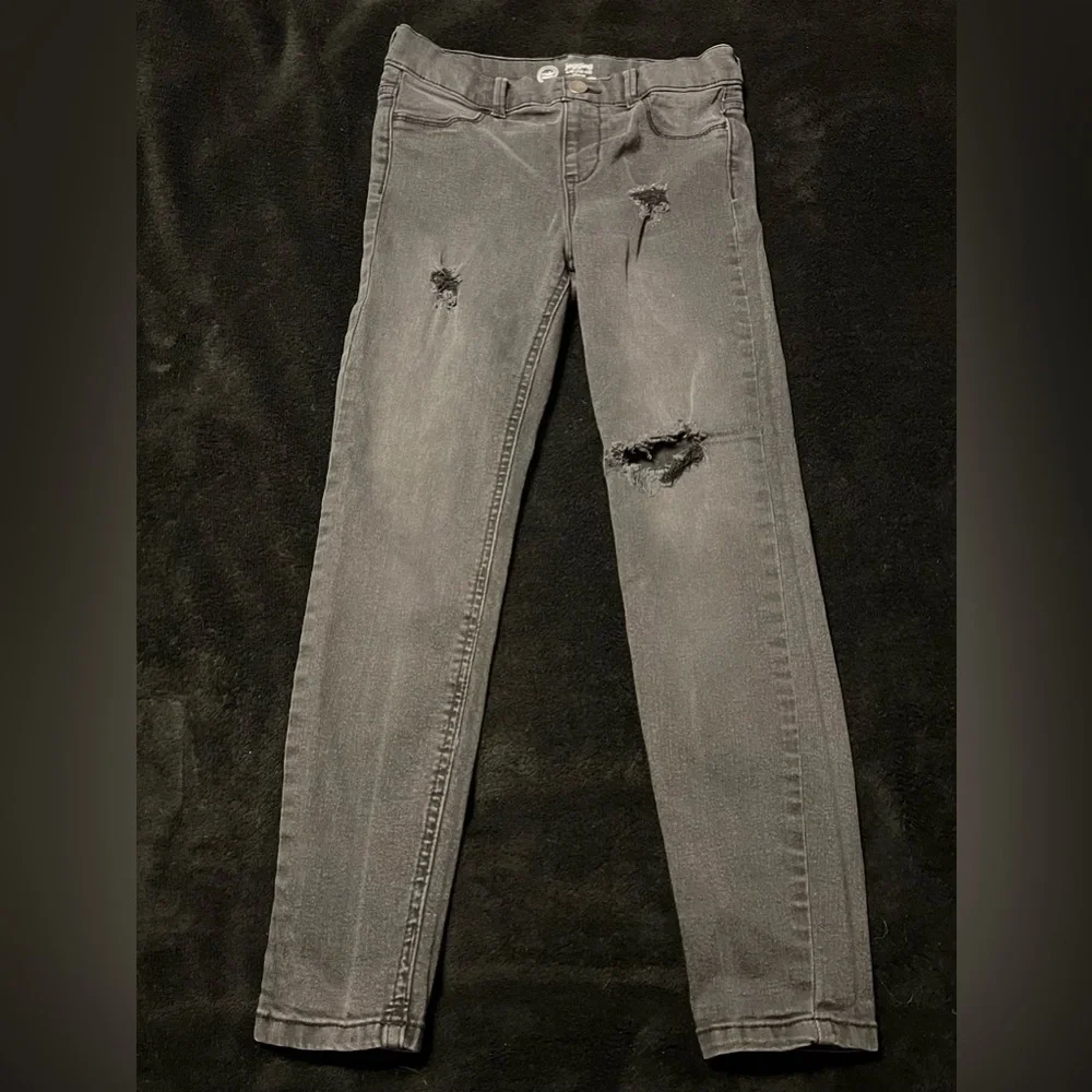 Girls Black Distressed Jeggings Size 10-12 Wonder Nation - Picture 1 of 3